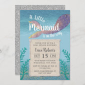 人魚の海の少女ベビーシャワー 招待状 (正面/裏面)