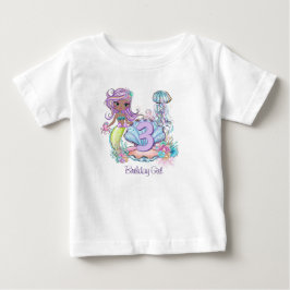人魚の海の生き物 | オーダーメイドの年齢の誕生日パーティー ベビーTシャツ