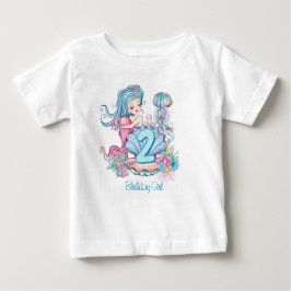 人魚の海の生活 | オーダーメイドの年齢の誕生日パーティー ベビーTシャツ