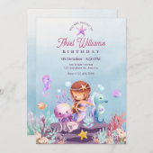 人魚の海の誕生日招待状 招待状 (正面/裏面)