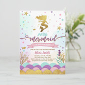 人魚の海の赤ちゃん歓迎会招待状 女の子 招待状 (スタンド正面)