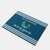 人魚の海ブルーホワストライプイト名カウト ドアマット (アングル)