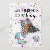 人魚の海ユニコーンベビーガールシャワー招待状 招待状 (正面/裏面)