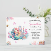 人魚の海中城のお誕生日会招待状 招待状 (スタンド正面)