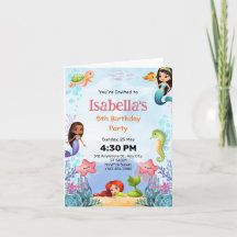 人魚の海中5歳誕生日パーティー折りたとうし