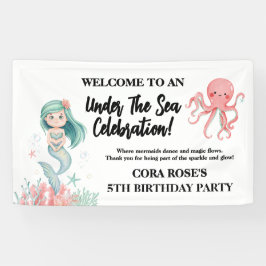 人魚の海底の世界 誕生日パーティー 横断幕