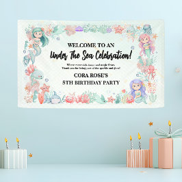 人魚の海底の世界 誕生日パーティー 横断幕