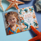 人魚の海底の少女の子供の誕生日写真 招待状