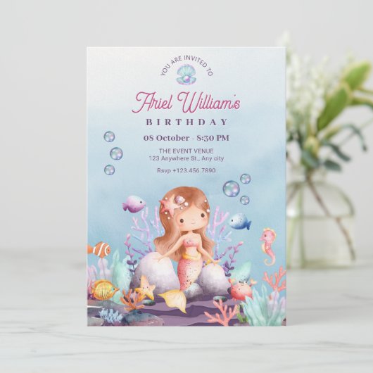 人魚の海底の誕生日パーティー 招待状 (スタンド正面)