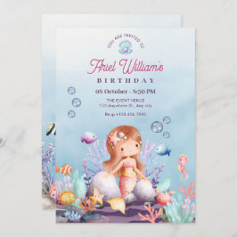 人魚の海底の誕生日パーティー 招待状