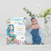 人魚の海底3歳の誕生日パーティーの招待状 招待状 (スタンド正面)