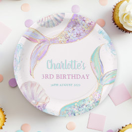 人魚の海底3歳の誕生日 ペーパープレート