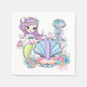 人魚の海生活 |誕生日パーティカスタムー(年齢あり) スタンダードカクテルナプキン (正面)