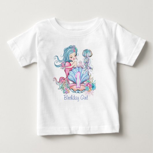 人魚の海生活 |誕生日パーティカスタムー(年齢あり) ベビーTシャツ (正面)