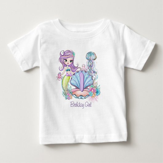 人魚の海生活 |誕生日パーティカスタムー（年齢あり） ベビーTシャツ (正面)
