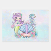 人魚の海生活 |誕生日パーティカスタムー(年齢あり) ラッピングペーパーシート (正面)