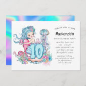 人魚の海生活 |誕生日パーティカスタムー（年齢あり） 招待状 (正面/裏面)