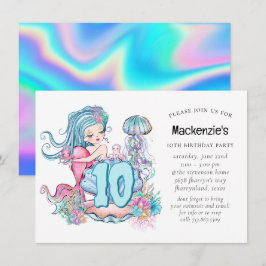 人魚の海生活 |誕生日パーティカスタムー（年齢あり） 招待状