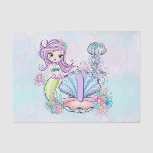 人魚の海生活 |誕生日パーティカスタムー（年齢あり） 薄葉紙 (正面)