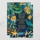 人魚の海賊パーティの招待状 招待状 (正面/裏面)