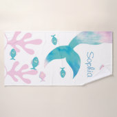 人魚の海 パステルピンクブルー 女の子 バスタオル (バスタオル)