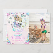 人魚の海 2歳の誕生日パーティーの写真 招待状 (正面)