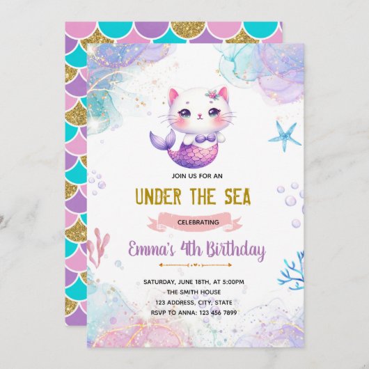 人魚の猫の誘い 招待状 (正面/裏面)