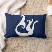 人魚の白い青い枕 ランバークッション (ブランケット)