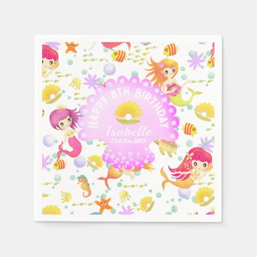 人魚の白 スタンダードカクテルナプキン (正面)