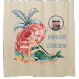 人魚の監視-航海のなビーチの夏 シャワーカーテン