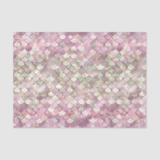 人魚の紋様ピンク·シルバー·アはかりで測ート 薄葉紙 (正面)