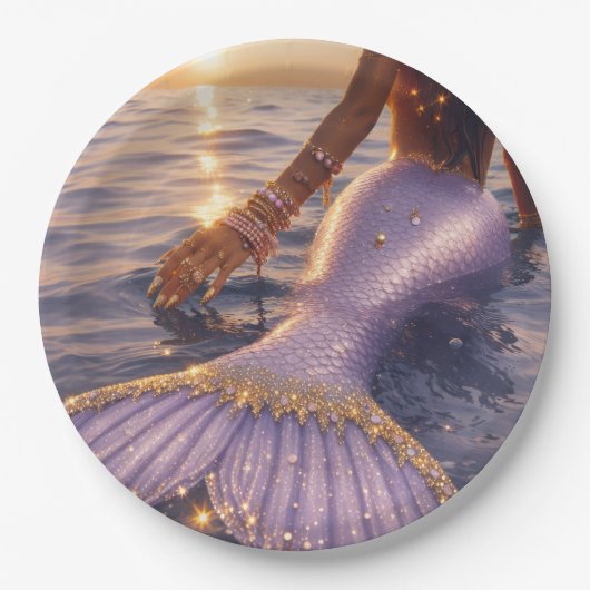 人魚の紙皿 || 人魚のパーティーグッズ ペーパープレート (正面)