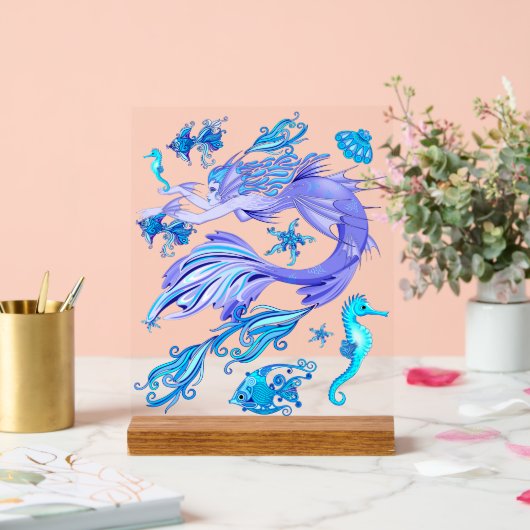 人魚の紫の妖精 アクリルサイン (ウェディング)