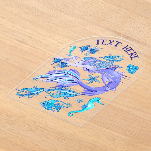 人魚の紫の妖精 アクリル招待状 (レイダウン)