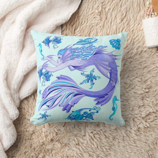 人魚の紫の妖精 クッション (ブランケット)