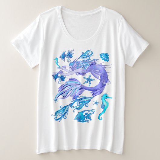 人魚の紫の妖精 プラスサイズTシャツ (デザイン正面)