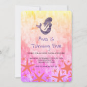 人魚の紫の星の魚の誕生日招待状 招待状 (正面)