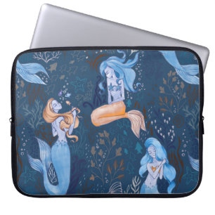 人魚の美しい手描きの継ぎ目のない模様c ラップトップスリーブ