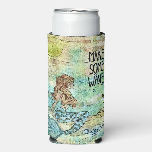 人魚の美しさが波を作る スリム缶クーラー (Seltzer正面)