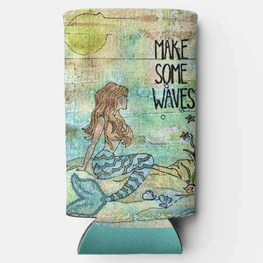 人魚の美しさが波を作る スリム缶クーラー (裏面)