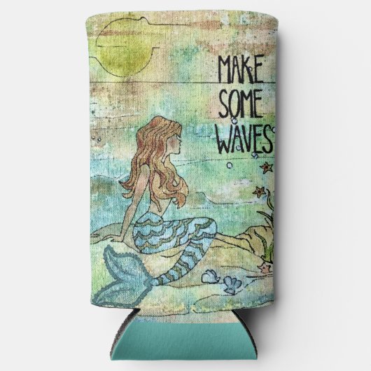 人魚の美しさが波を作る スリム缶クーラー (正面)