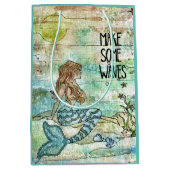 人魚の美しさが波を作る ミディアムペーパーバッグ (正面)