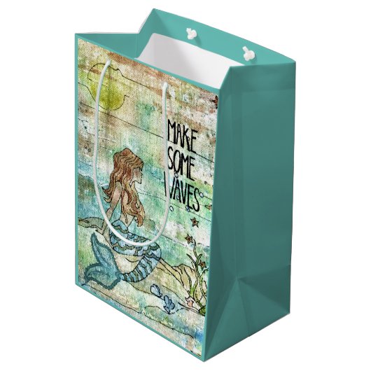 人魚の美しさが波を作る ミディアムペーパーバッグ (裏面アングル)