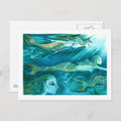 人魚の群れが泳ぐ ポストカード (正面/裏面)