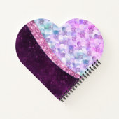 人魚の肌を思わせるバラ色の銀色の偽のグリッターのモノグラムではない ノートブック (裏面)