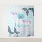 人魚の背景, 誕生日背景, 自撮り背景 タペストリー (正面)