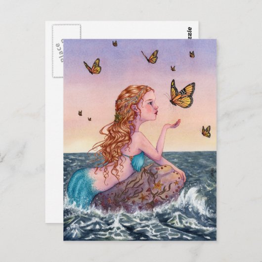 人魚の芸術の郵便はがき-私に知らせを持って来て下さい ポストカード (正面/裏面)