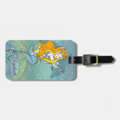 人魚の虹およびイルカのイラストレーションのデザイン ラゲッジタグ (正面横)