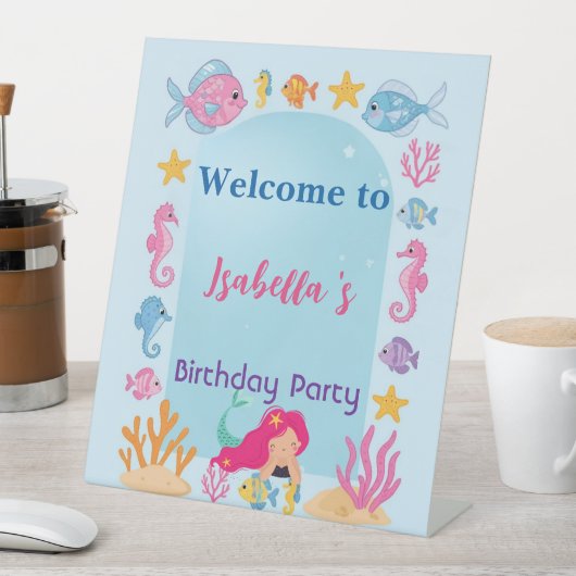 人魚の虹の魔法の誕生日パーティー 台座サイン (インサイチュ)