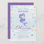 人魚の誕生日おめでとうご招待 招待状 (正面/裏面)